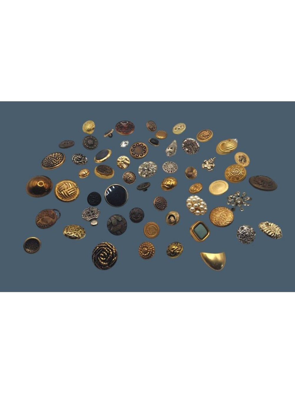 Vintage & Modern Metal & Resin Button 50+ Lot - Assorted Designs & Finishes